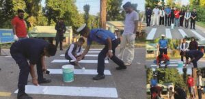 आशाका किरण संस्थाले भैलो रकमबाट दुर्घटना न्यूनीकरणका लागि जेब्रा क्रसिङ बनाउँदै